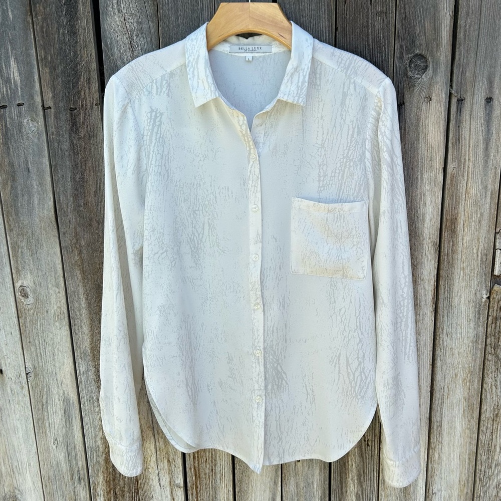 Bella Luxx Print Blouse Polyester Spandex Cream L